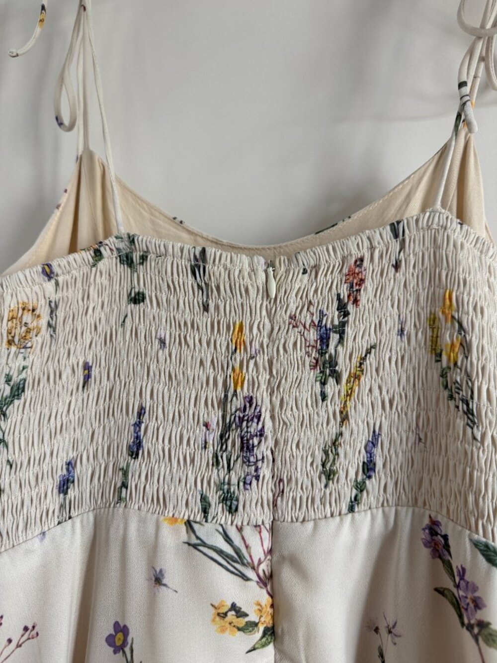 Lulus Women's Started With A Kiss Beige Floral Print Tie-strap Tiered Dress S - Picture 7 of 8